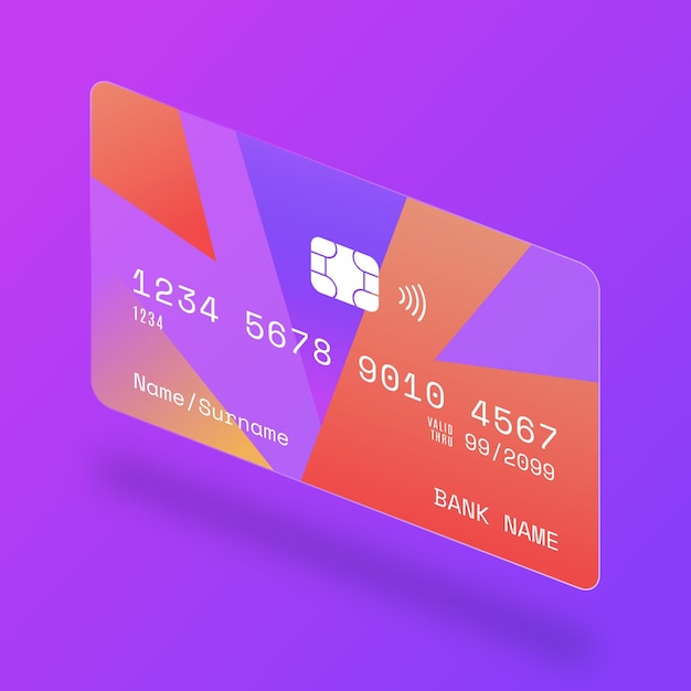 Carta di credito isometrica effetto vetro
