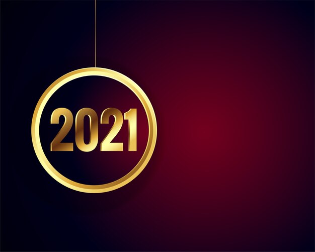 Carta di felice anno nuovo dorato lucido 2021 con spazio di testo