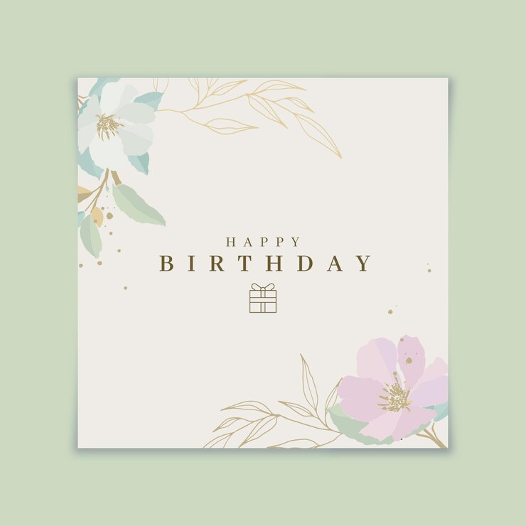Vettore gratuito carta di fiori che sbocciano di buon compleanno