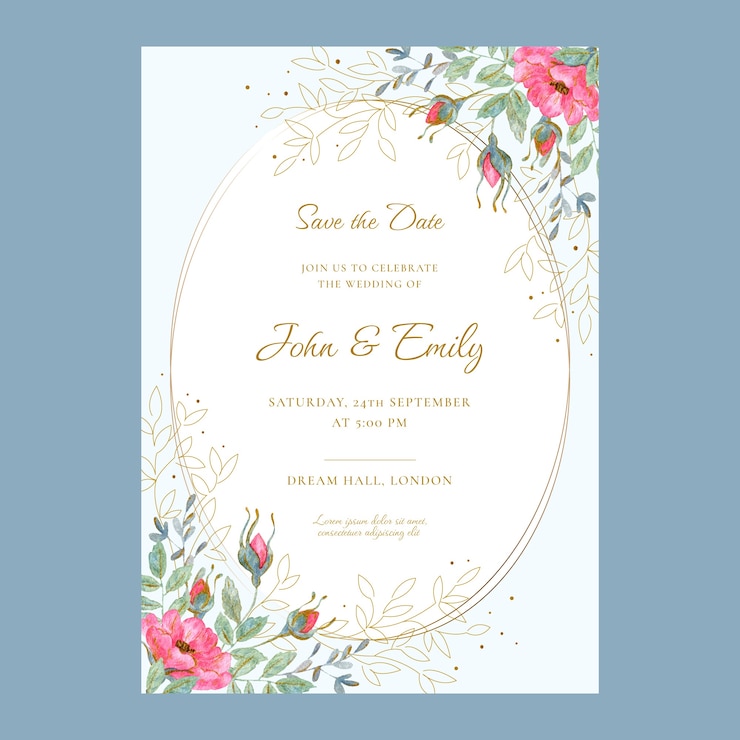 Vettore gratuito carta di invito matrimonio acquerello