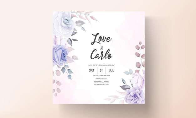 Carta di invito matrimonio bellissimo con fiori viola