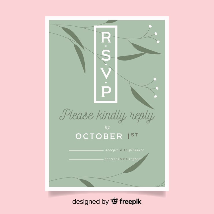 Vettore gratuito carta di nozze rsvp