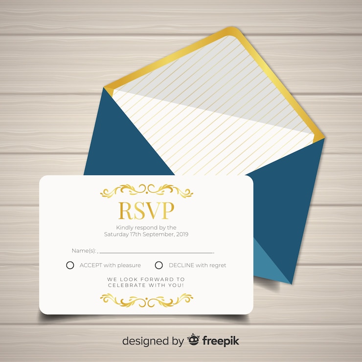 Vettore gratuito carta di nozze rsvp
