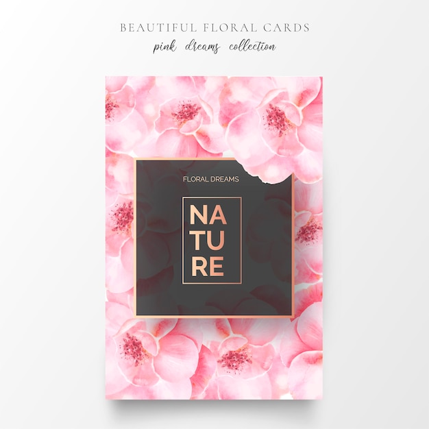 Carta floreale romantica con fiori rosa tenui
