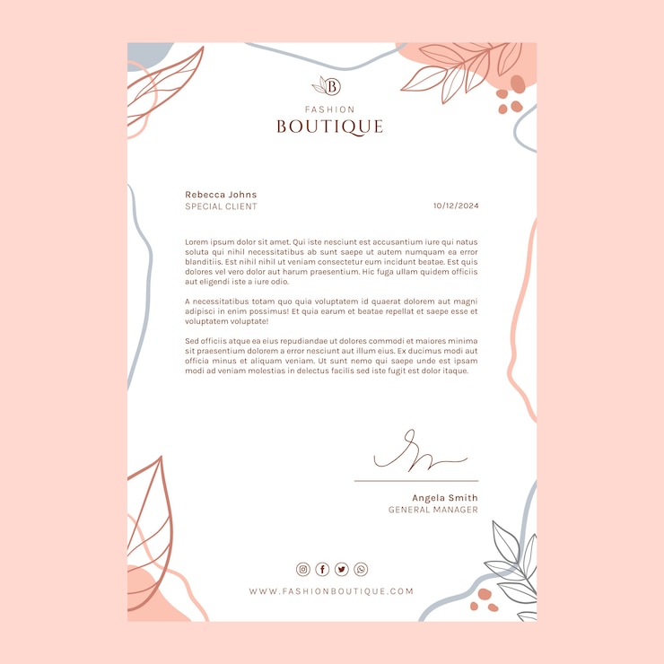 Vettore gratuito carta intestata boutique di texture disegnata a mano