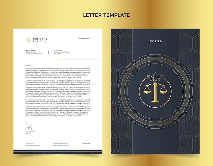 Vettore gratuito carta intestata dello studio legale con trama sfumata