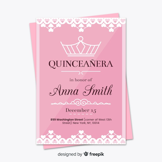 Carta per feste quinceanera corona lineare