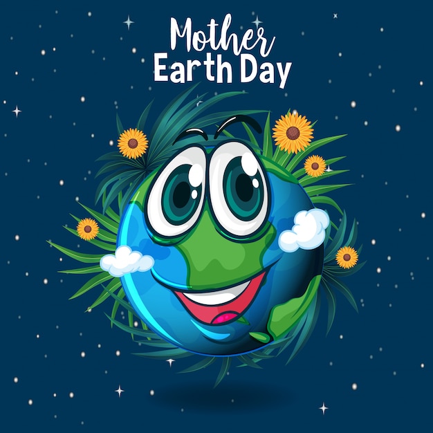 carta per la giornata della madre terra con un sorriso felice sulla terra