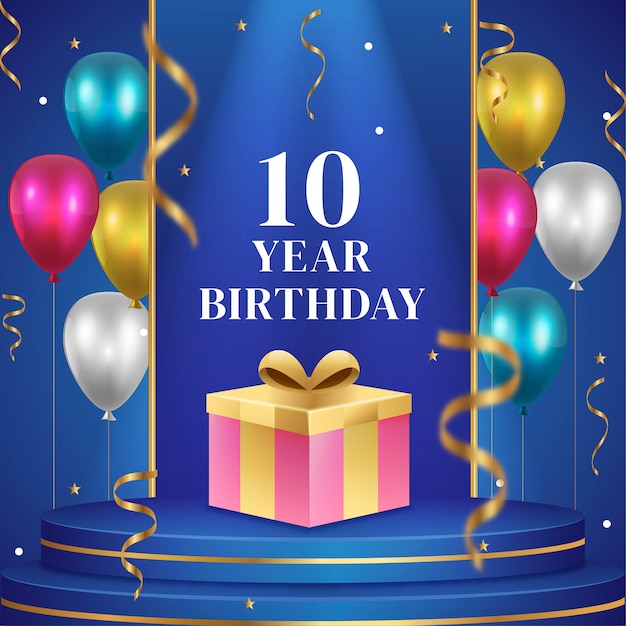 Carta realistica per l'anniversario di 10 anni