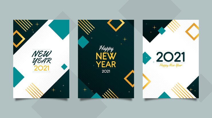 Vettore gratuito carte astratte del nuovo anno 2021