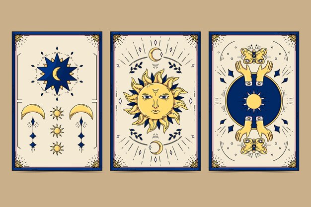 Carte dei tarocchi esoterici disegnate a mano
