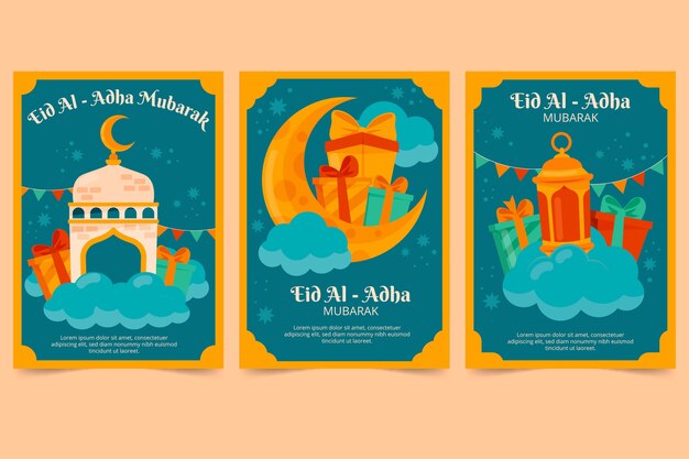 Carte eid al-adha mubarak disegnate a mano