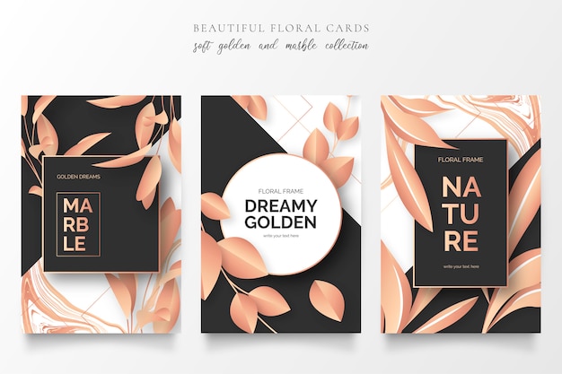 Carte eleganti con natura dorata
