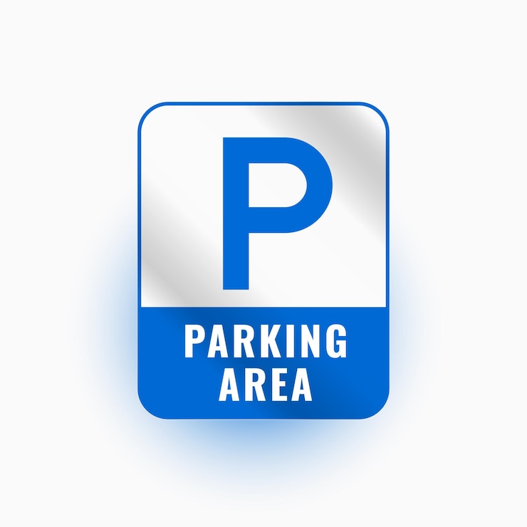 Vettore gratuito cartello di parcheggio blu su sfondo bianco