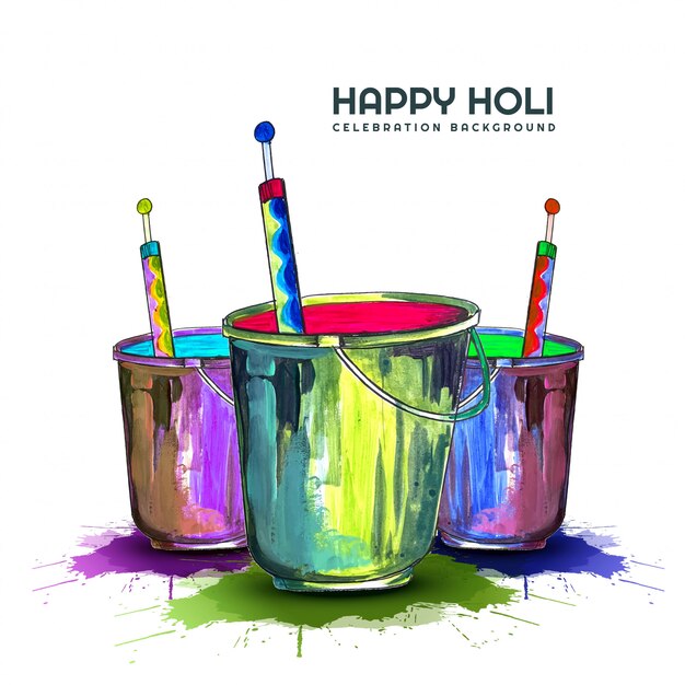 Cartolina d'auguri di felice Holi festival di primavera indiana di colori