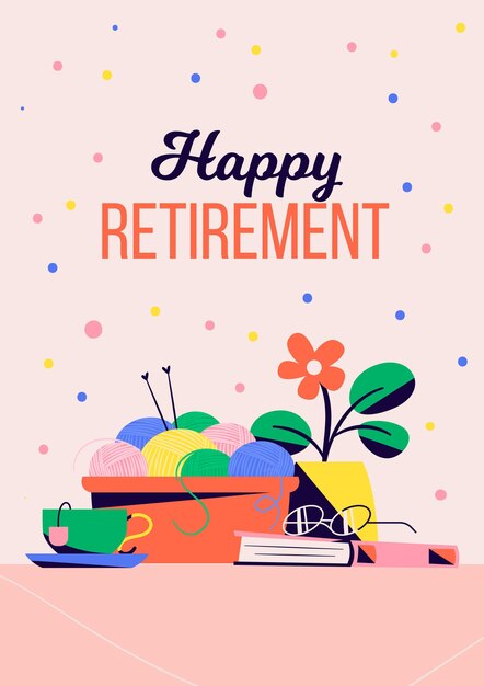 Cartolina d'auguri di pensionamento creativo piatto organico