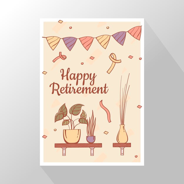 Cartolina d'auguri di pensionamento disegnata a mano