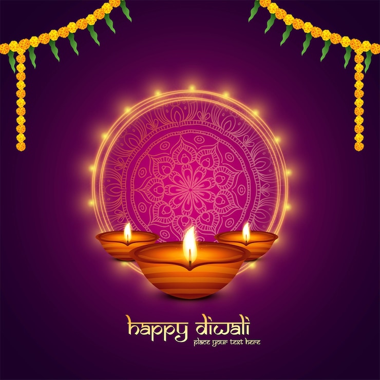 Vettore gratuito cartolina d'auguri felice diwali con sfondo festival lampada a olio accesa