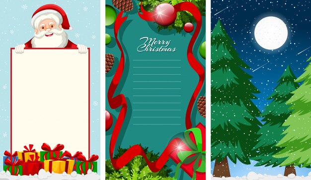 Cartolina d'auguri o lettera di Buon Natale a Santa con il modello del testo