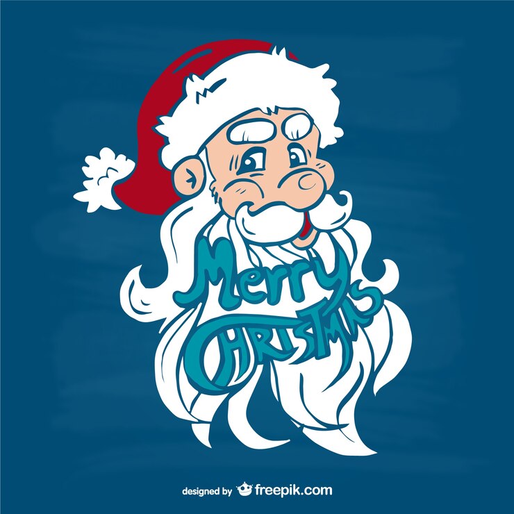 Vettore gratuito cartolina di natale con babbo faccia