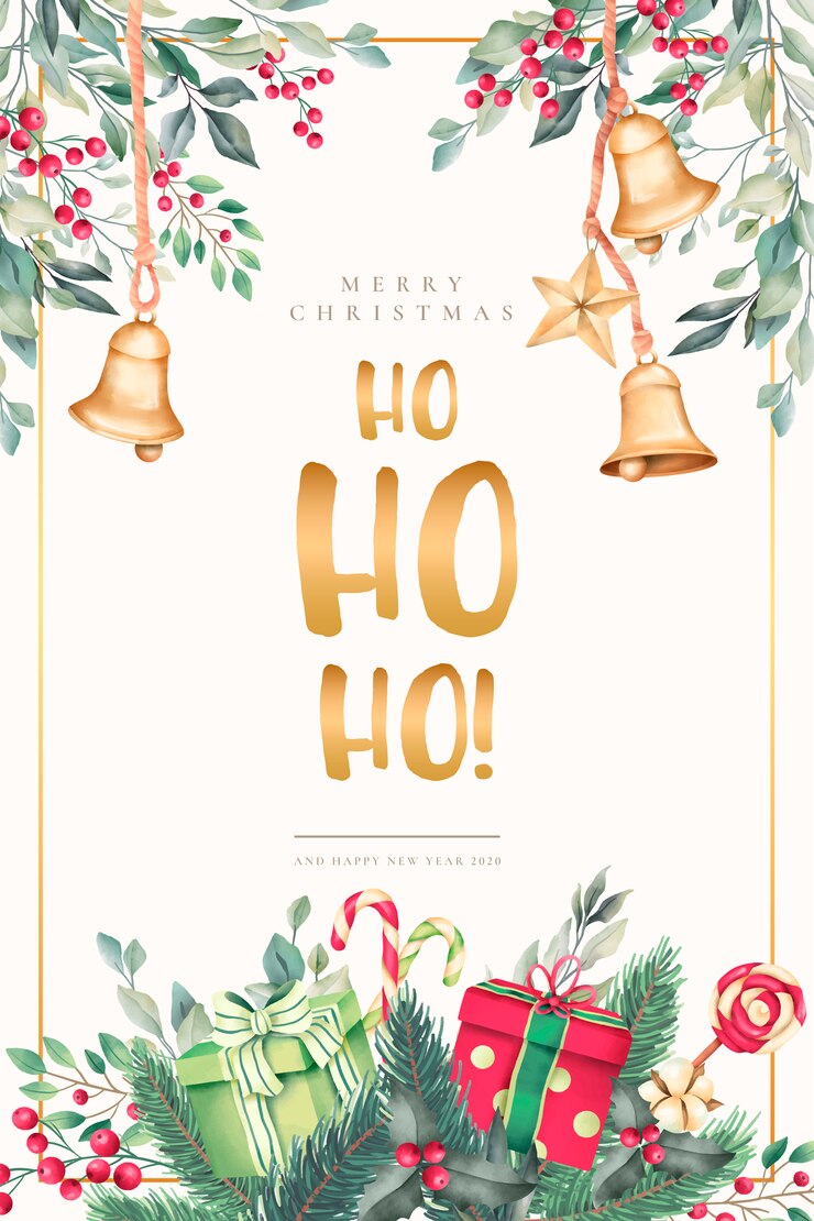 Vettore gratuito cartolina di natale dell'acquerello con bellissimi ornamenti