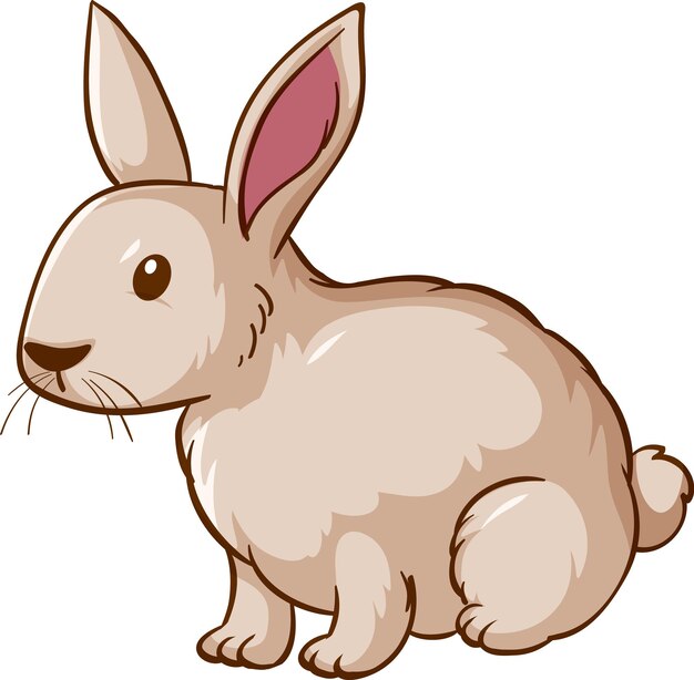 Cartone animato coniglio bianco su sfondo bianco