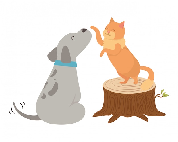 Cartone animato di cane e gatto