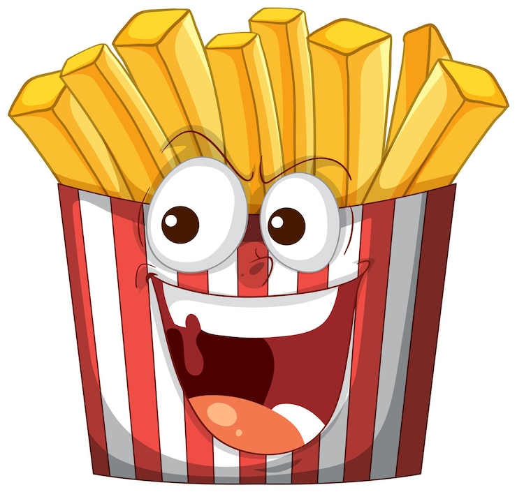 Vettore gratuito cartone animato di happy french fries