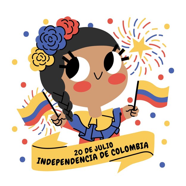 Cartoon 20 de julio - illustrazione di indipendenza della colombia