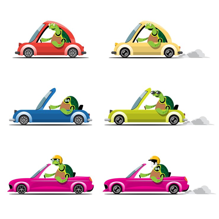 Vettore gratuito cartoon carino animale guida auto sulla strada