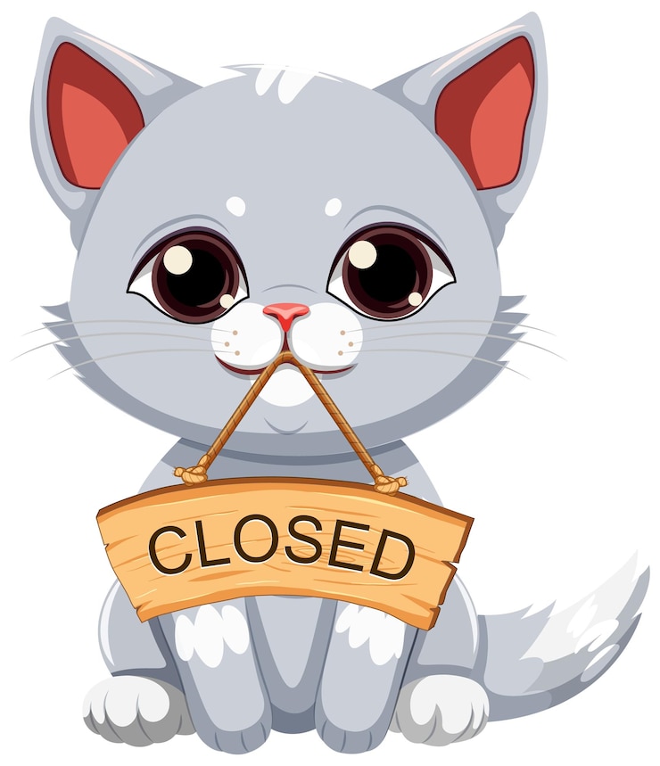 Vettore gratuito cartoon di un gatto carino che tiene una bandiera di legno chiusa
