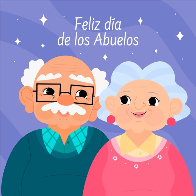 Cartoon dia de los abuelos illustrazione