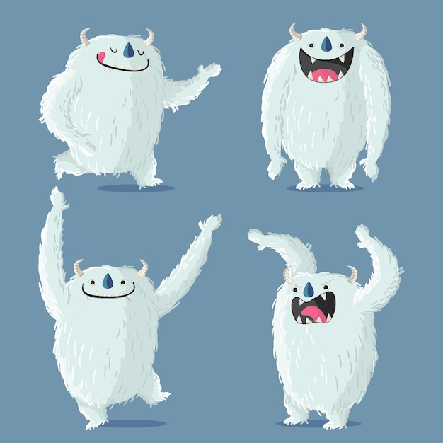 Cartoon yeti abominevole collezione di personaggi del pupazzo di neve