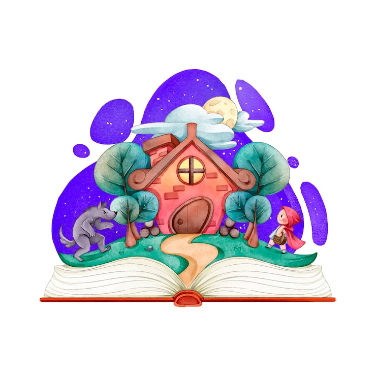 Vettore gratuito casa accogliente da favola in un libro