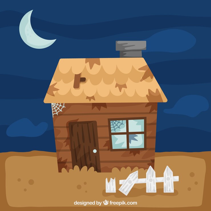 Vettore gratuito casa creepy con stile carino