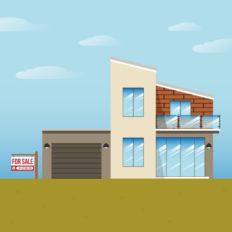 Vettore gratuito casa in vendita con segno