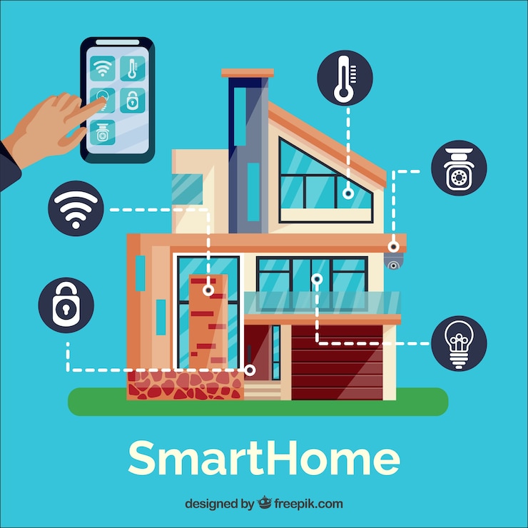 Vettore gratuito casa intelligente con controllo smartphone