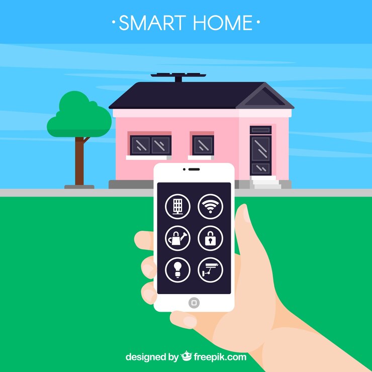 Vettore gratuito casa intelligente con controllo smartphone