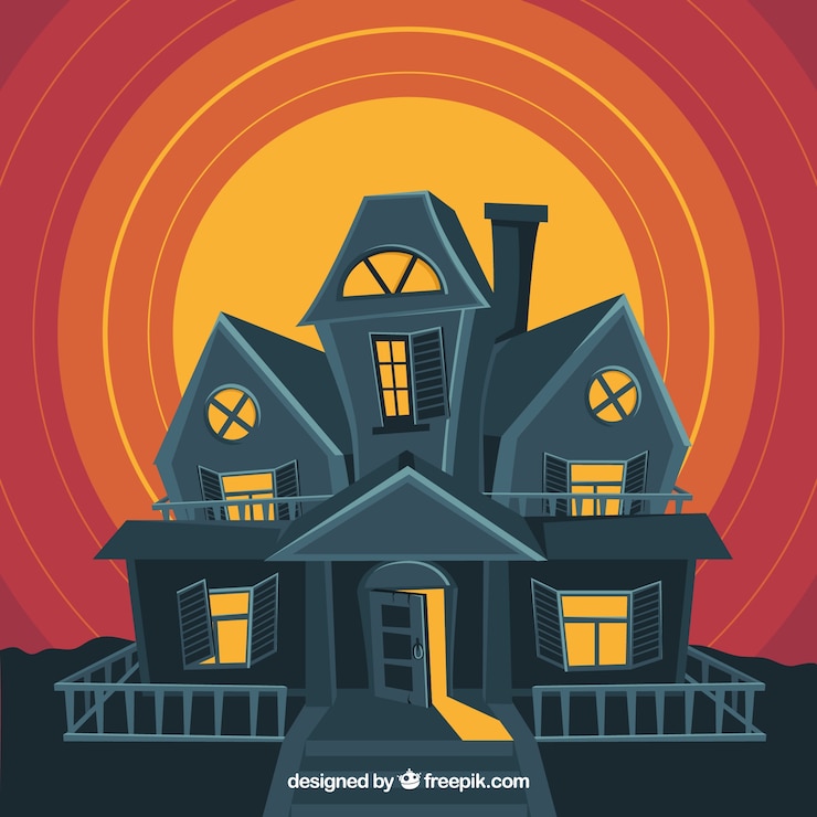 Vettore gratuito casa pervasa in halloween
