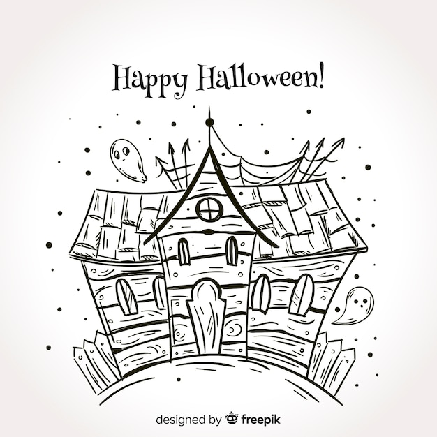 Casa stregata di Halloween disegnato a mano