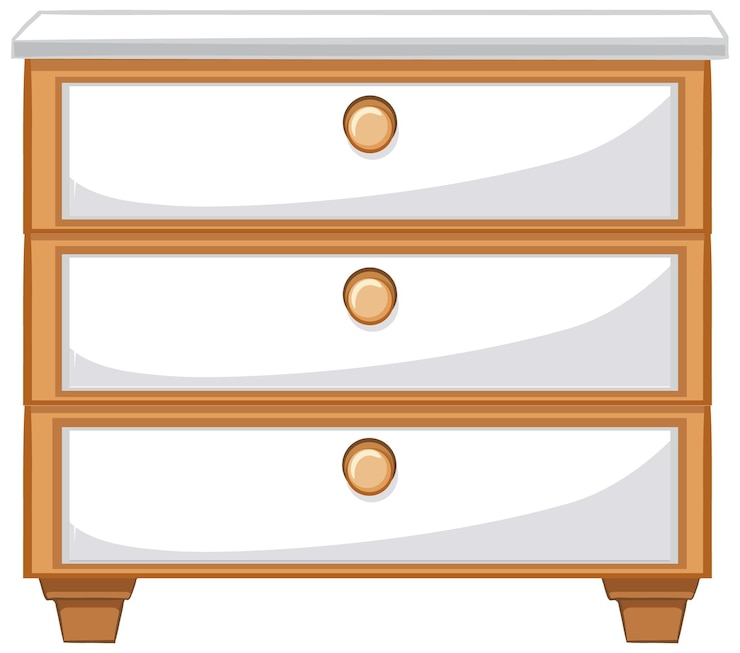 Vettore gratuito cassettiera a tre cassetti per l'interior design