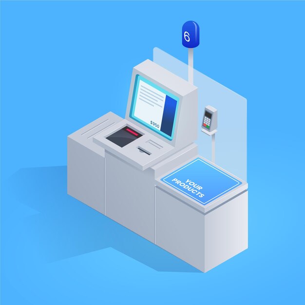 Cassiere self service isometrico