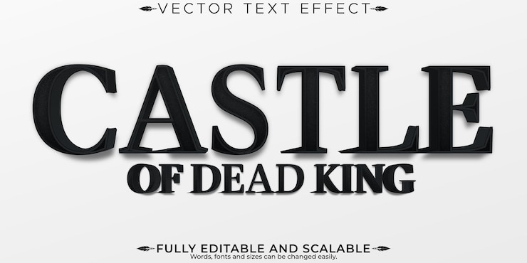 Vettore gratuito castello effetti di testo modificabili leggenda modificabile e stile di testo cavaliere
