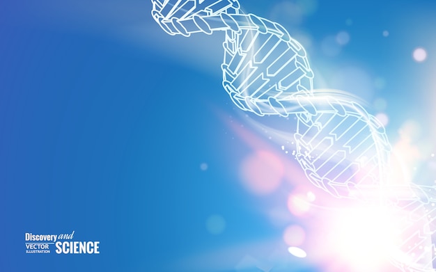 Catena del DNA su sfondo di scienza astratta.
