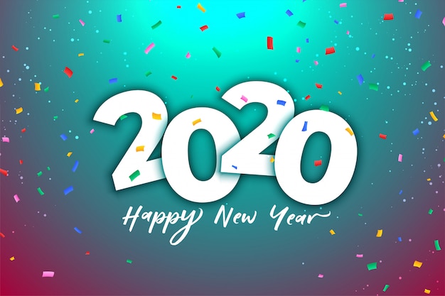 Celebrazione del 2020 con coriandoli colorati