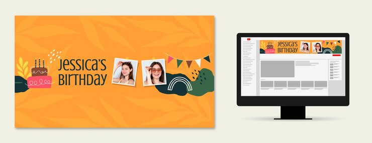 Vettore gratuito celebrazione della festa di compleanno dei bambini canale youtube art