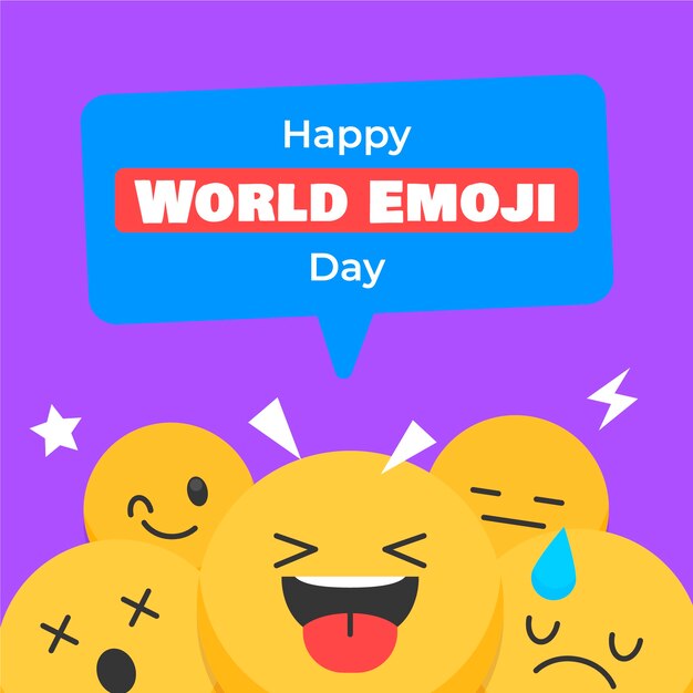 Celebrazione della giornata mondiale delle emoji dell'illustrazione disegnata a mano