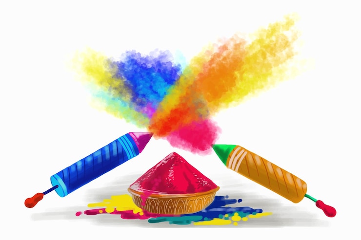 Vettore gratuito celebrazione di holi colorata per lo sfondo del festival indiano
