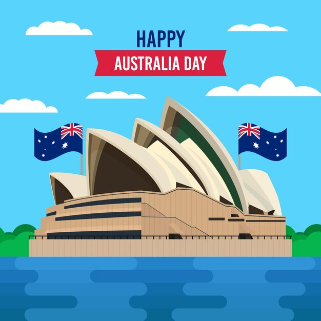 Celebrazione felice giorno australia con bandiera