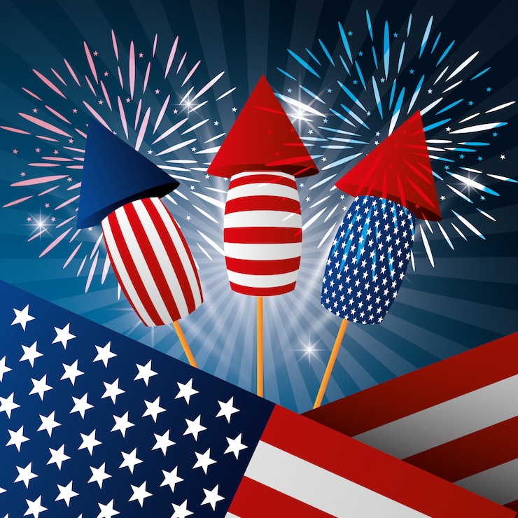 Vettore gratuito celebrazione usa di festa dell&#39;indipendenza del 4 luglio